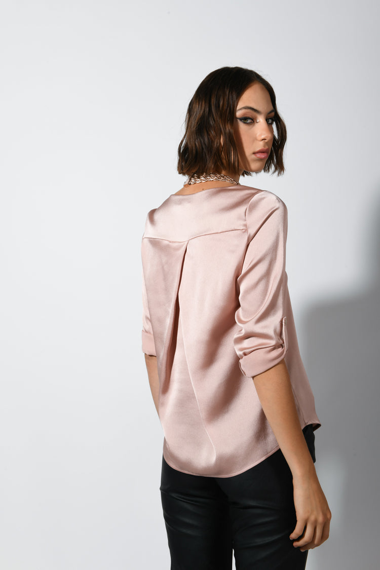 V-neck satin blouse
