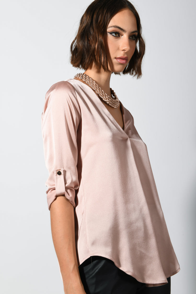 V-neck satin blouse