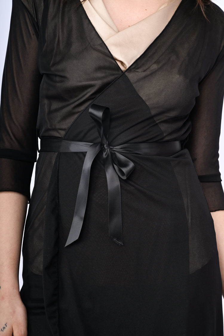 Belted tulle cardigan