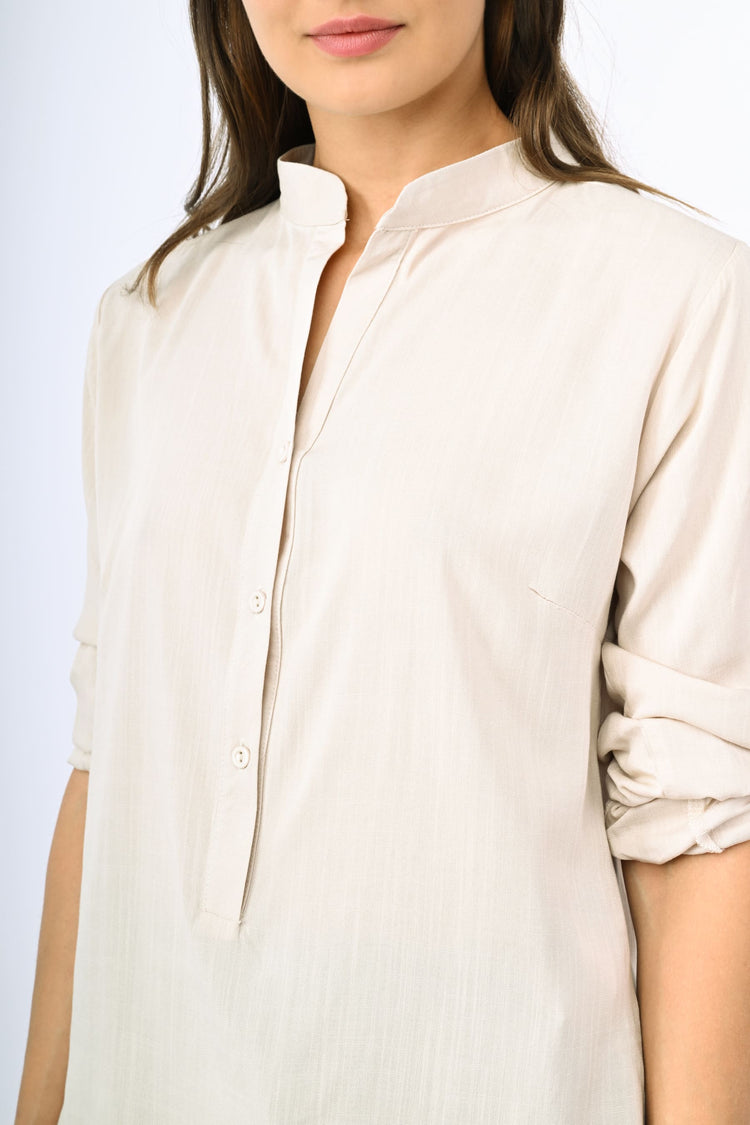 Mandarin collar shirt