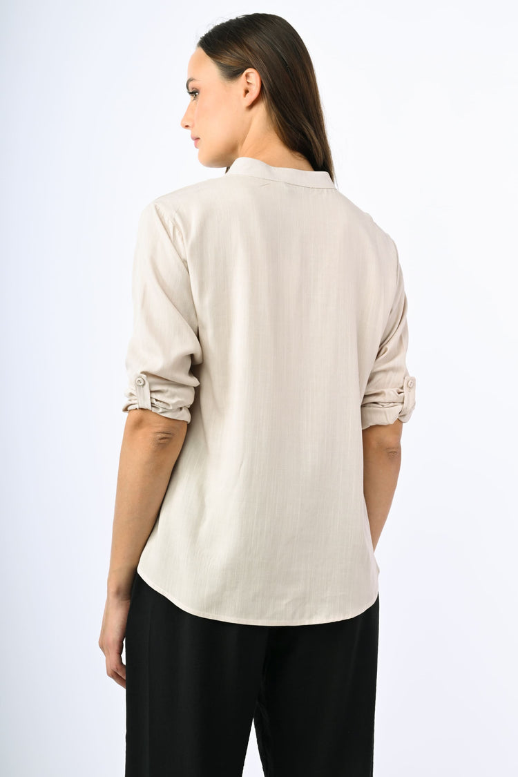 Mandarin collar shirt