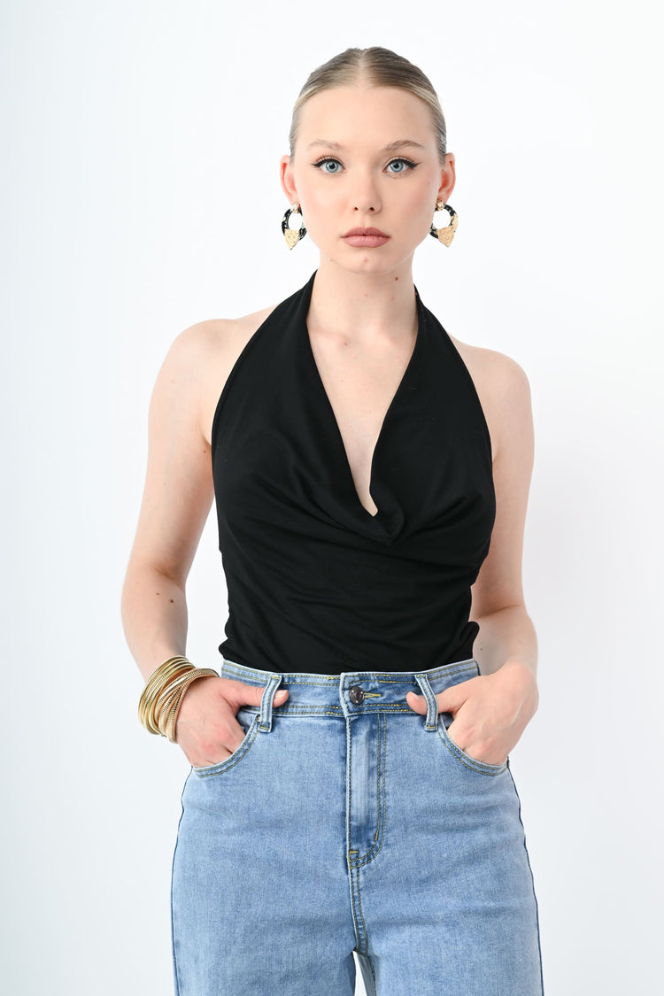 Viscose draped bodysuit