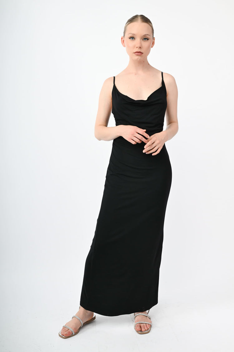 Stretch viscose long slip dress
