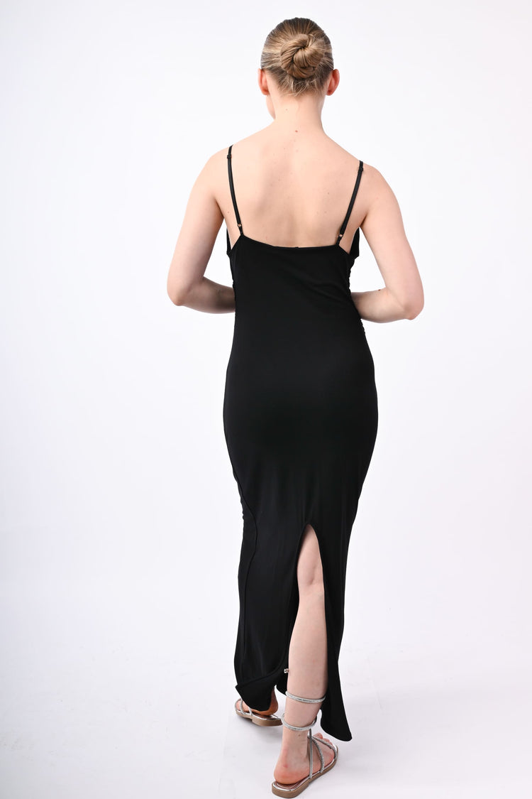 Stretch viscose long slip dress