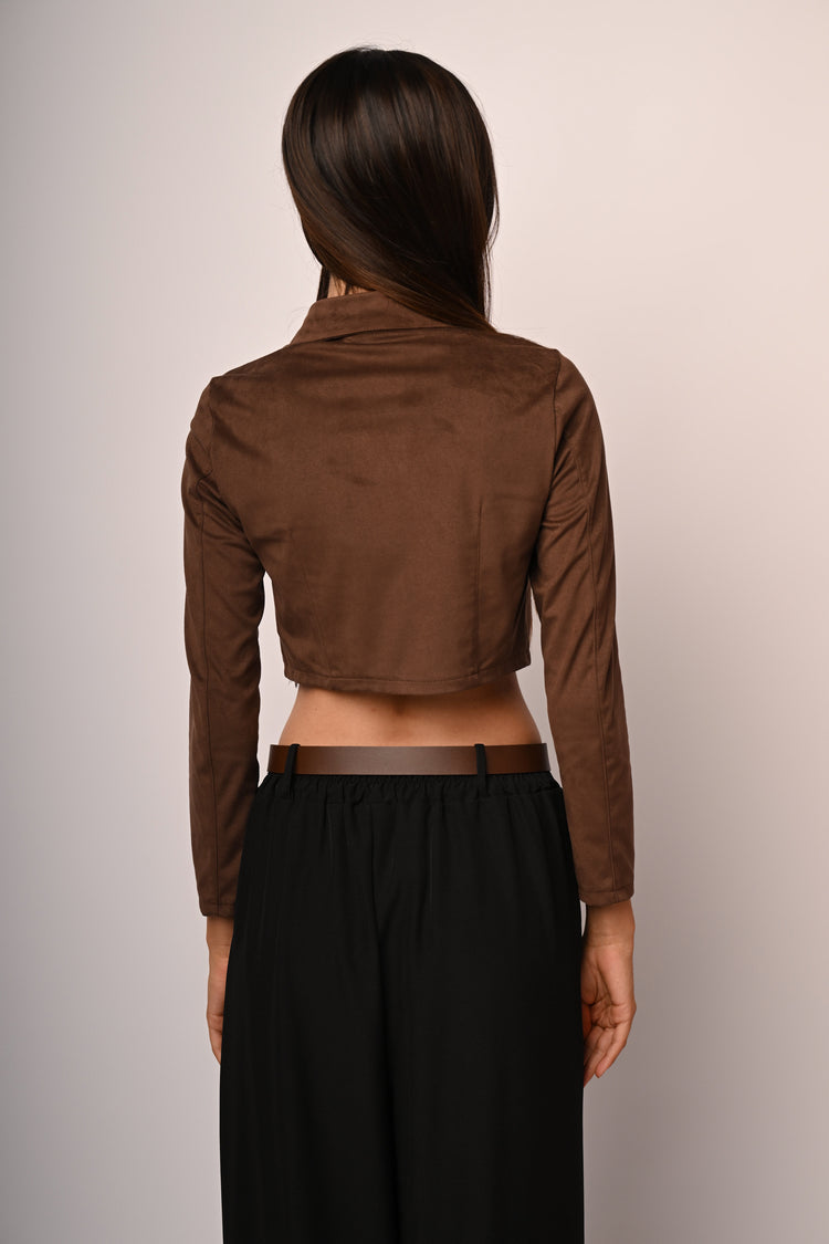 Faux suede cropped jacket