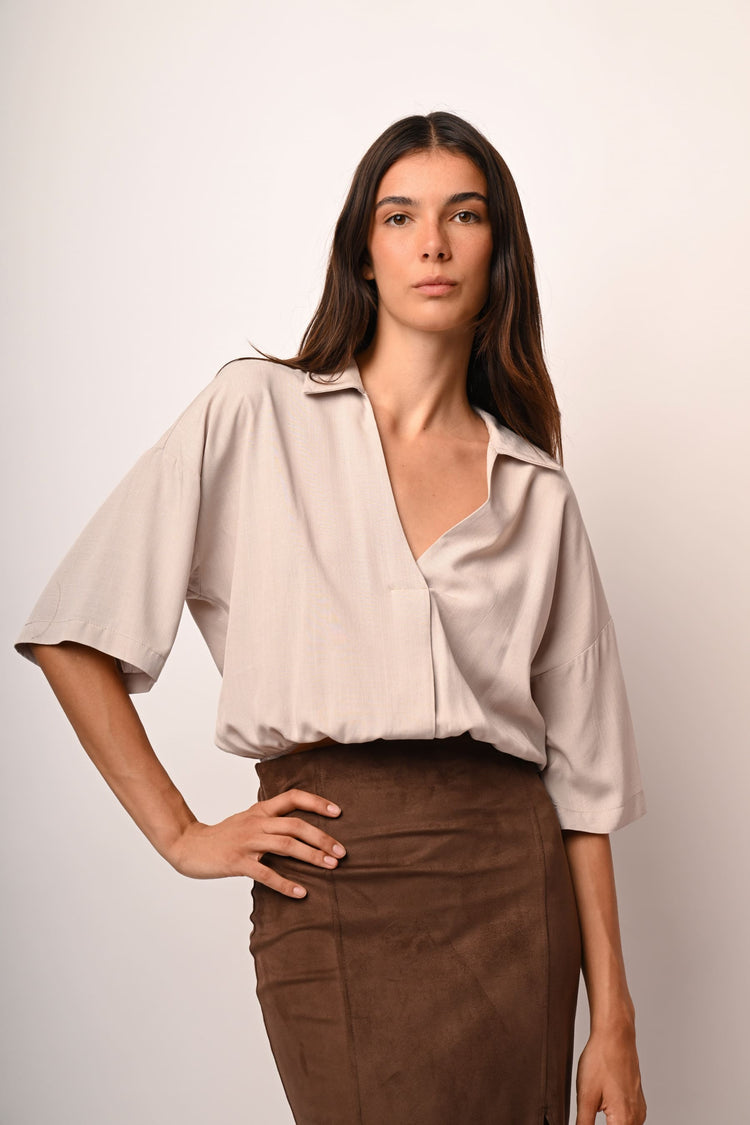 Balloon cropped shirt