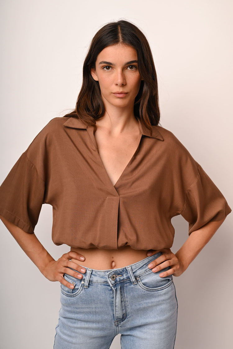 Balloon cropped shirt