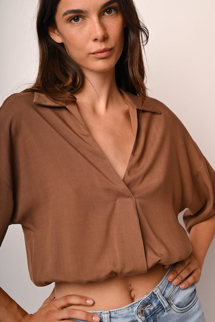 Balloon cropped shirt