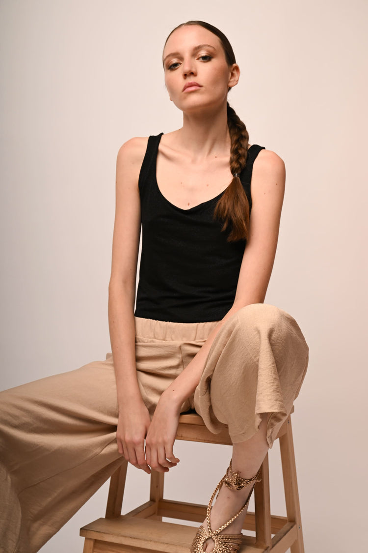 Viscose-blend cropped trousers