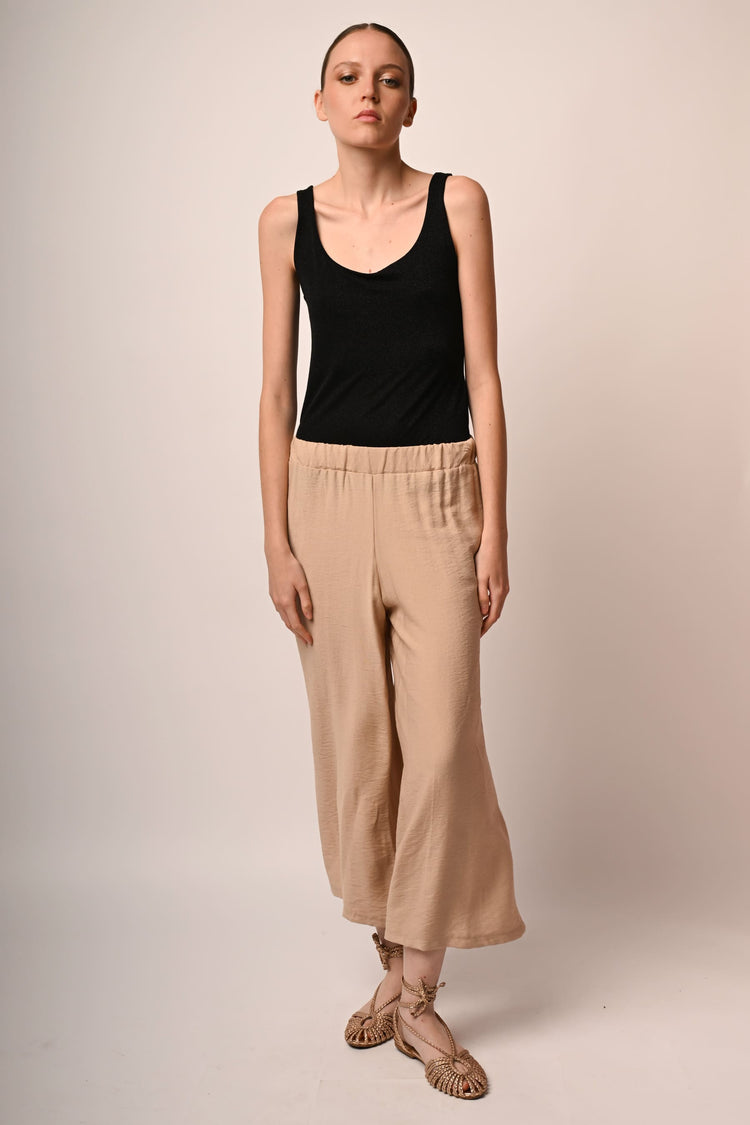 Viscose-blend cropped trousers