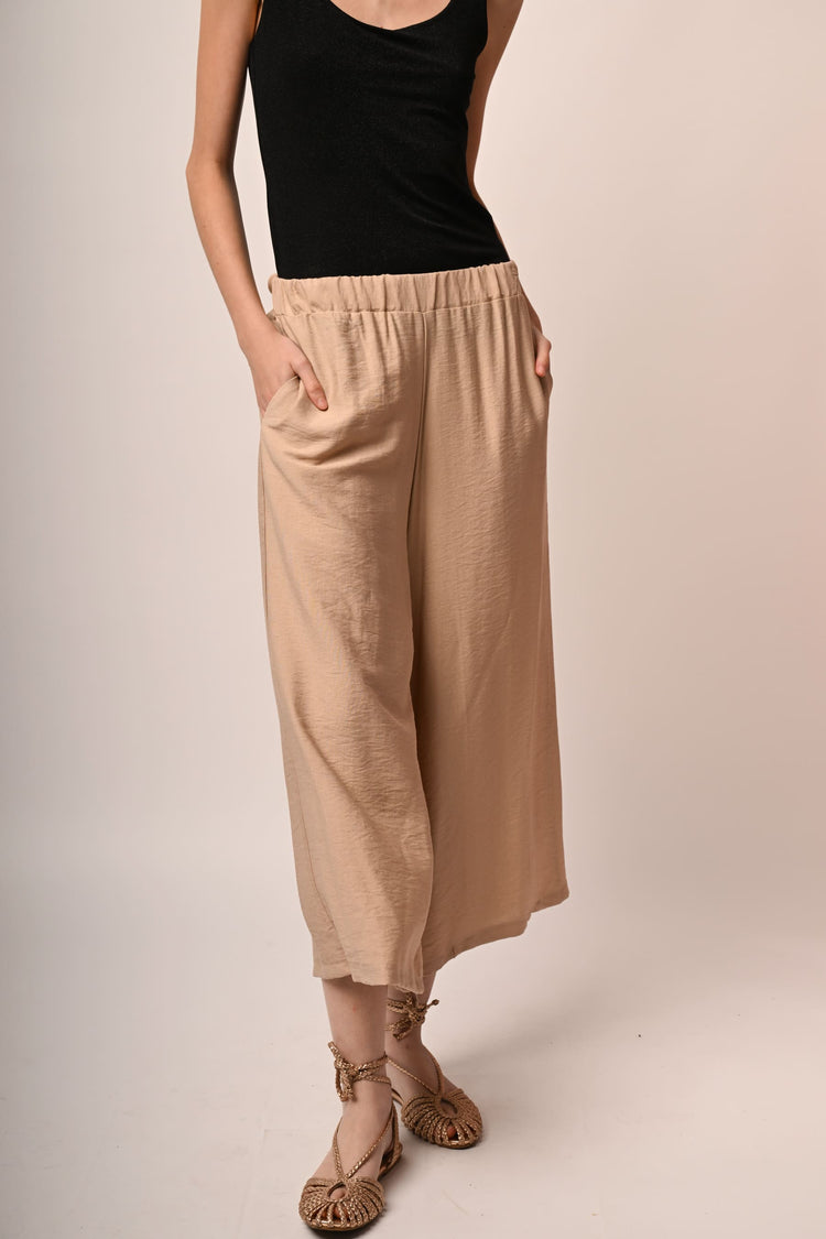 Viscose-blend cropped trousers