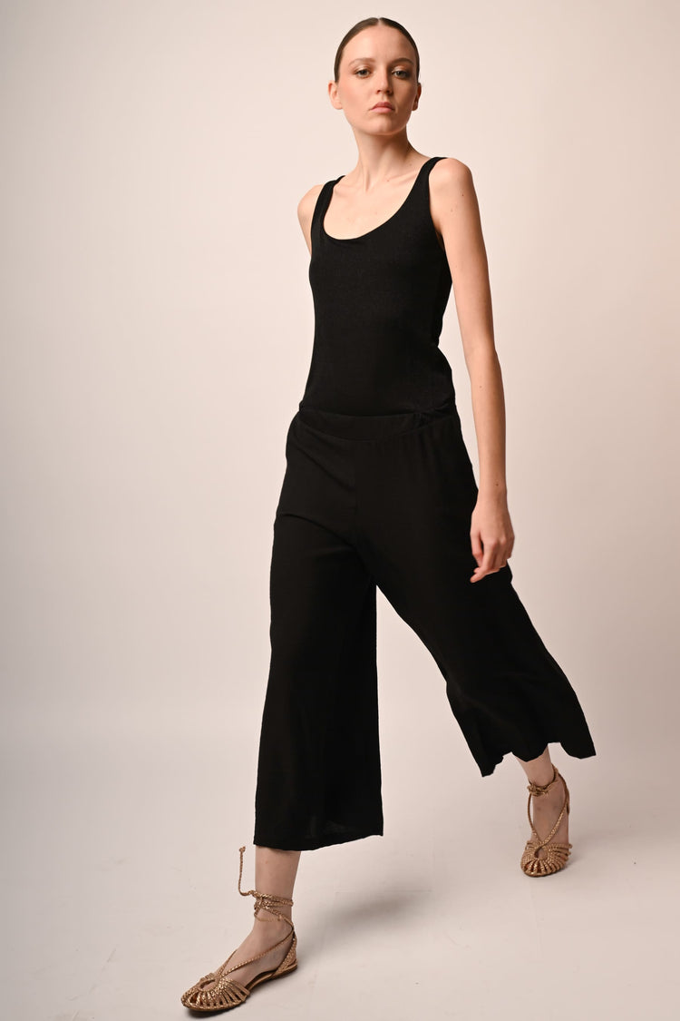 Viscose-blend cropped trousers