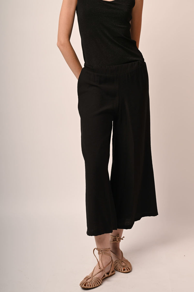 Viscose-blend cropped trousers