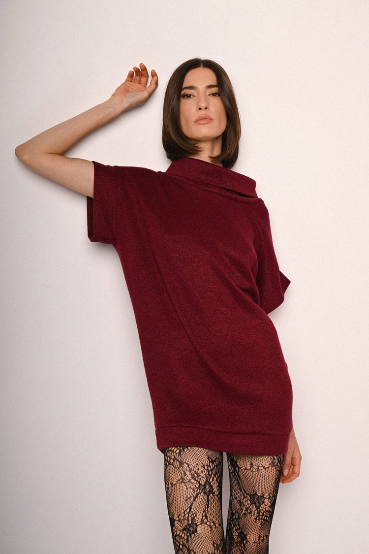Lurex knit sweater mini dress