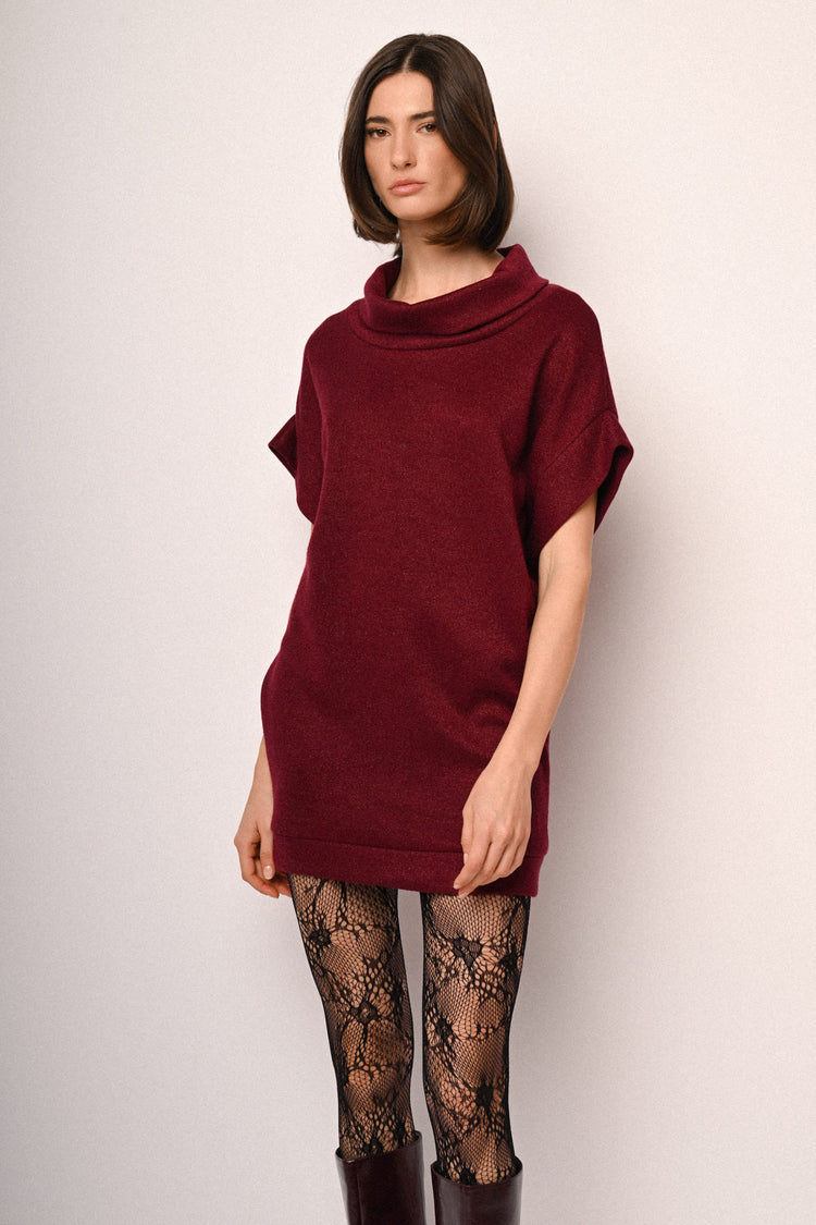 Lurex knit sweater mini dress