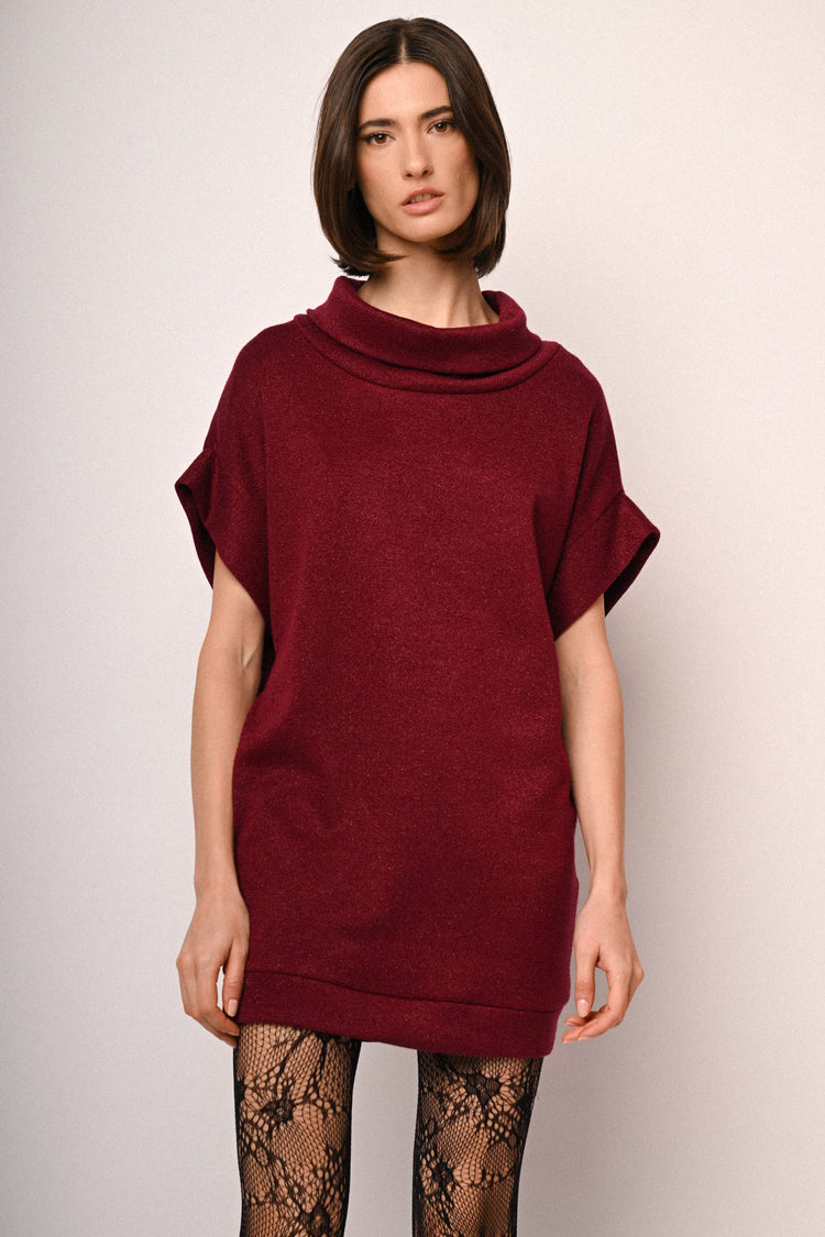 Lurex knit sweater mini dress