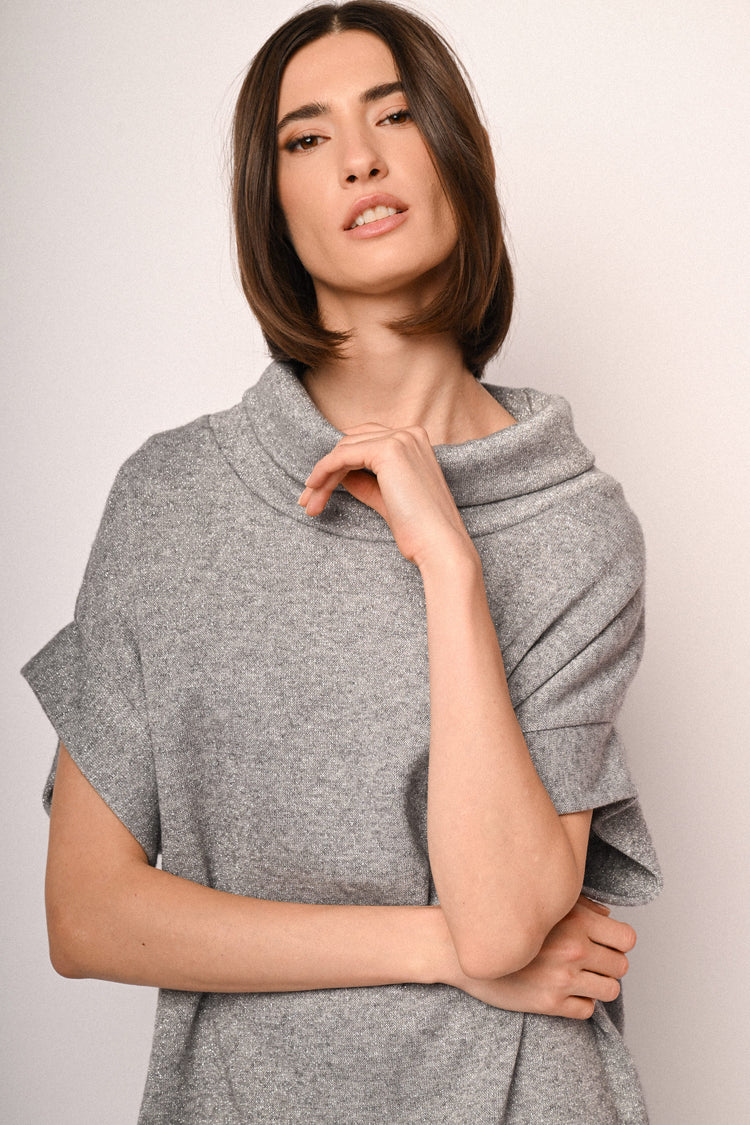 Lurex knit sweater mini dress