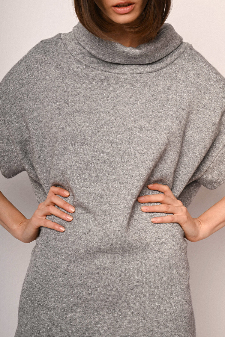 Lurex knit sweater mini dress