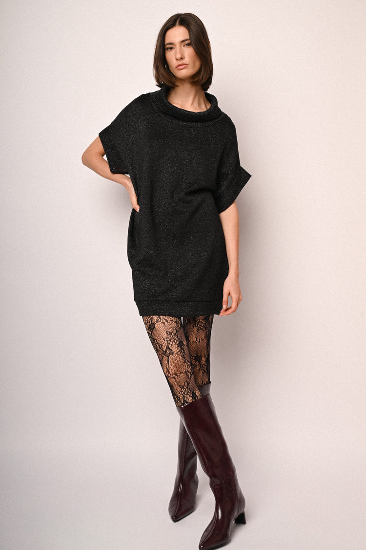 Lurex knit sweater mini dress