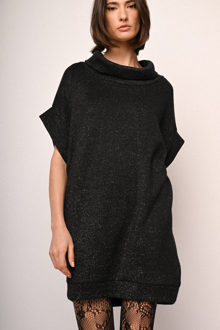 Lurex knit sweater mini dress
