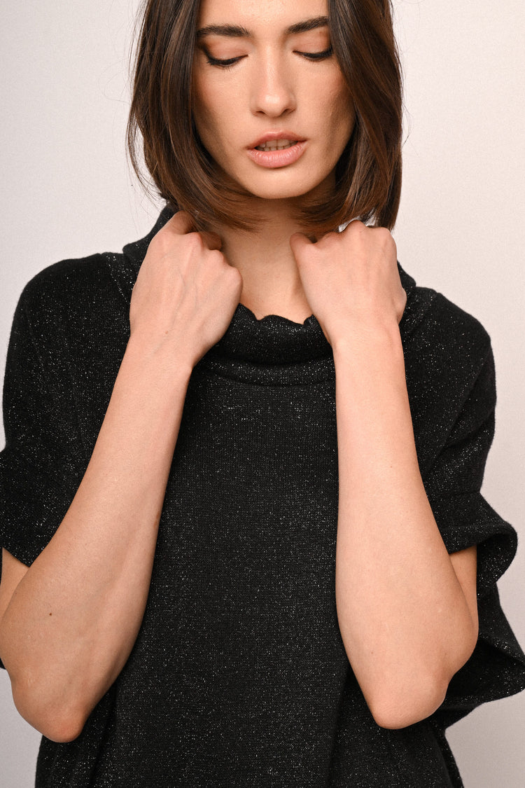 Lurex knit sweater mini dress