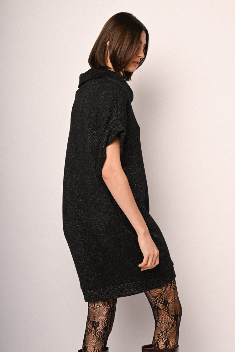 Lurex knit sweater mini dress