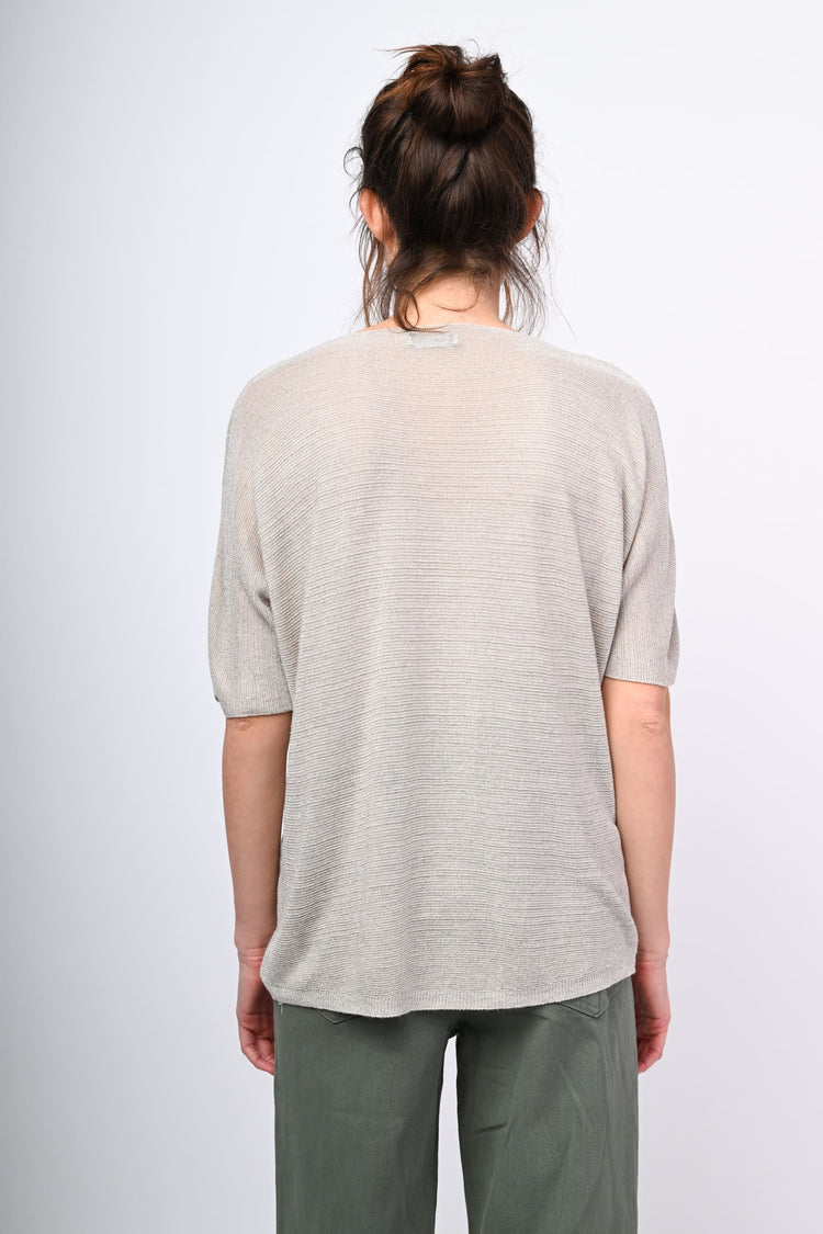 Lamé knit oversized sweater
