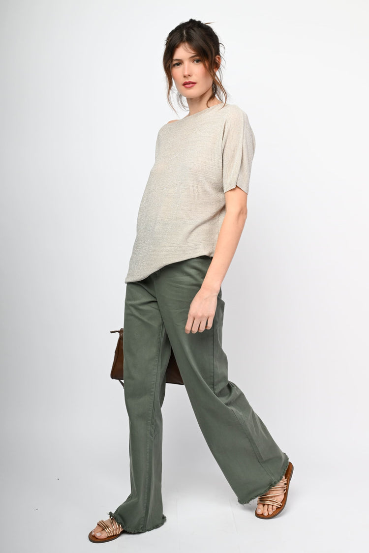 Lamé knit oversized sweater