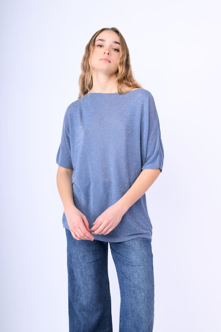 Lamé knit oversized sweater