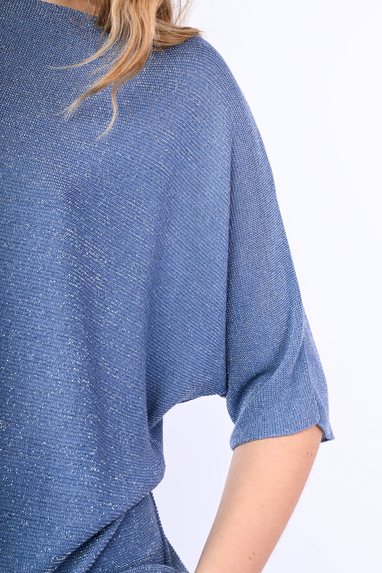 Lamé knit oversized sweater