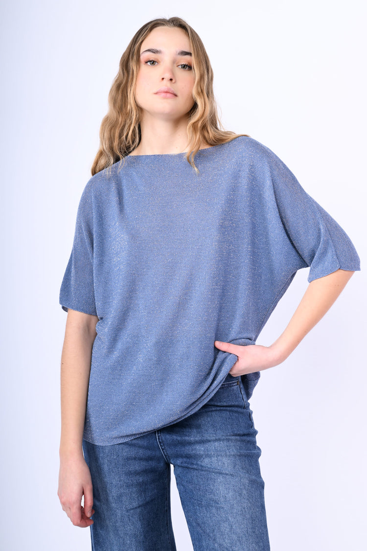 Lamé knit oversized sweater