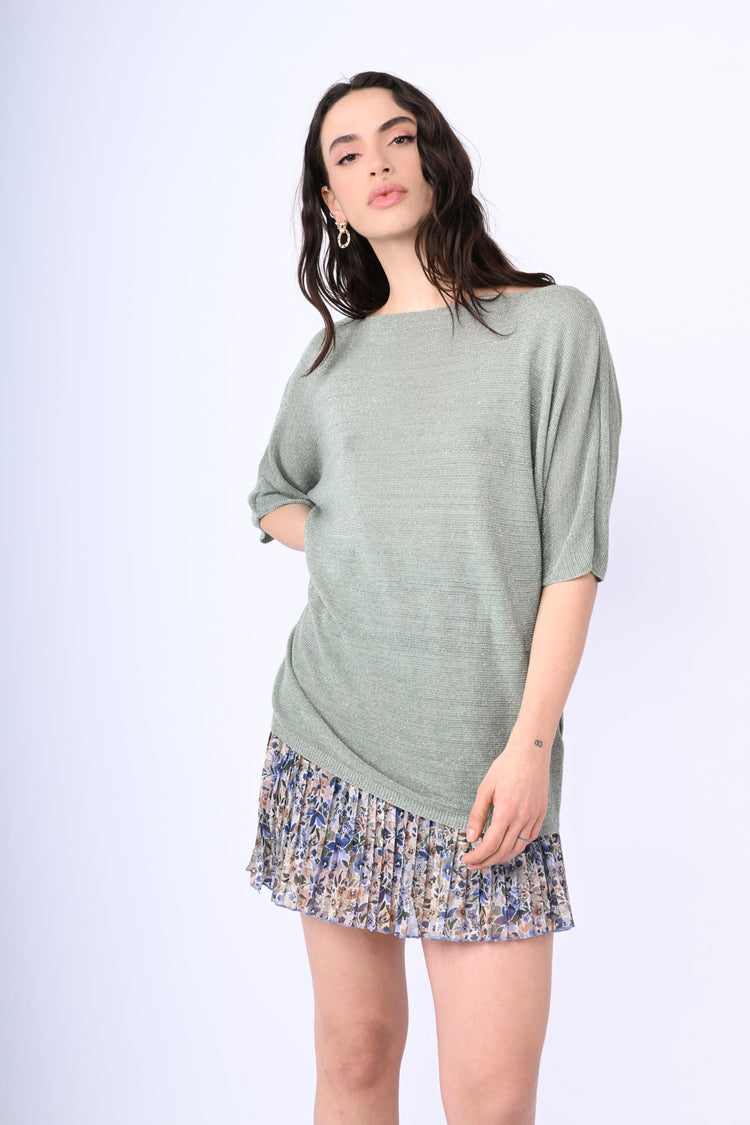 Lamé knit oversized sweater