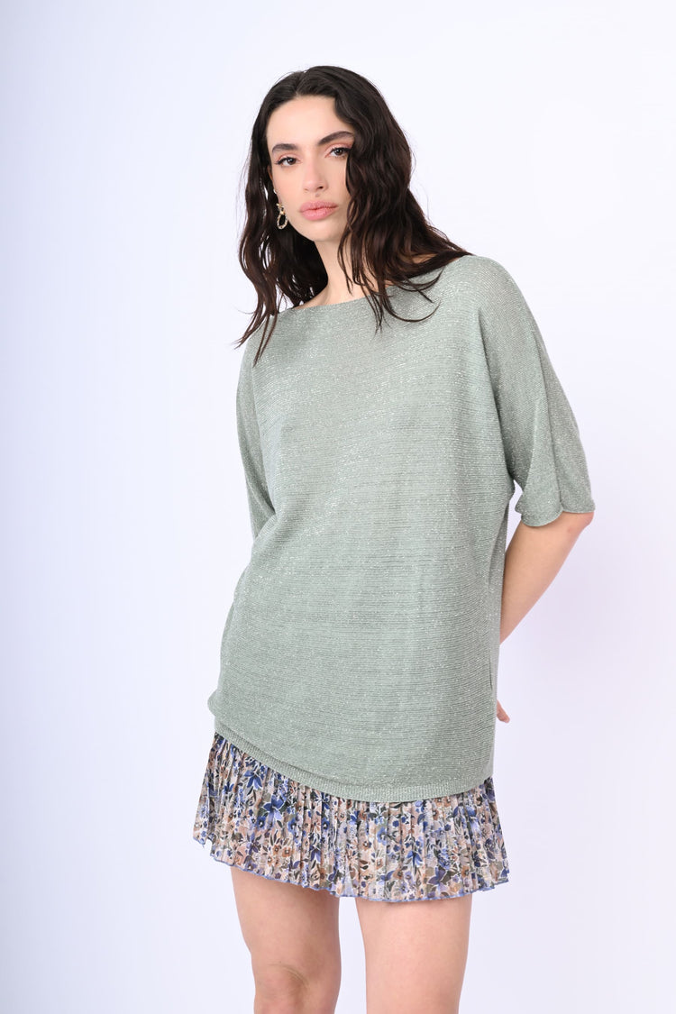 Lamé knit oversized sweater