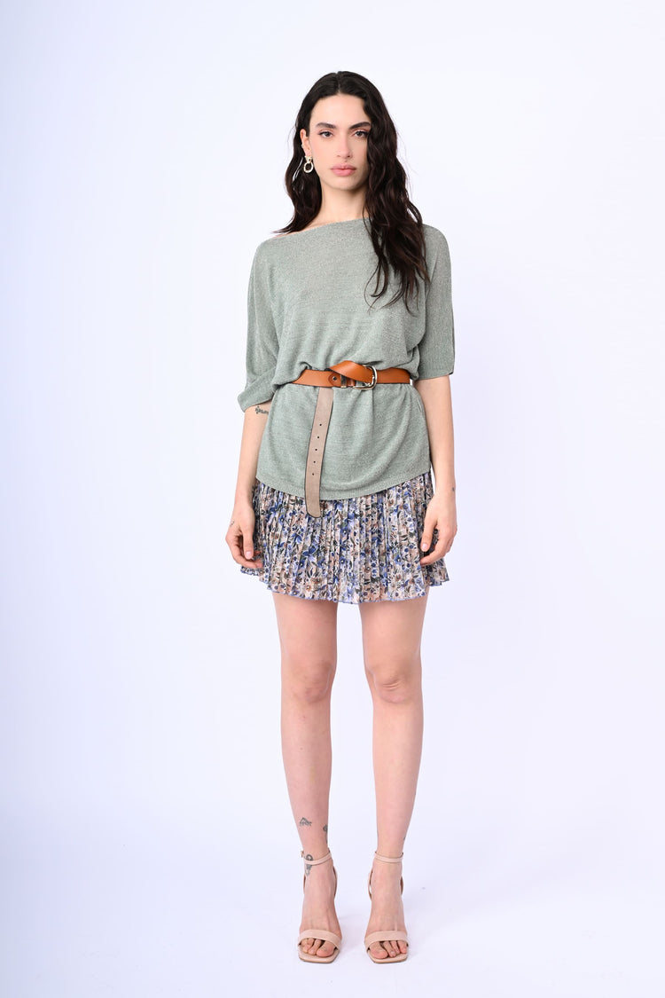 Lamé knit oversized sweater