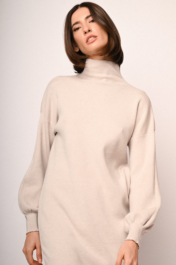 Long sleeved knit mini dress