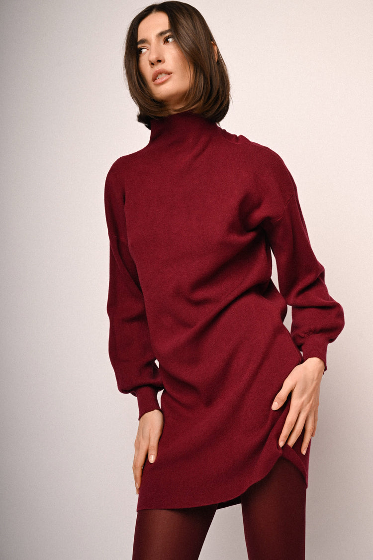 Long sleeved knit mini dress
