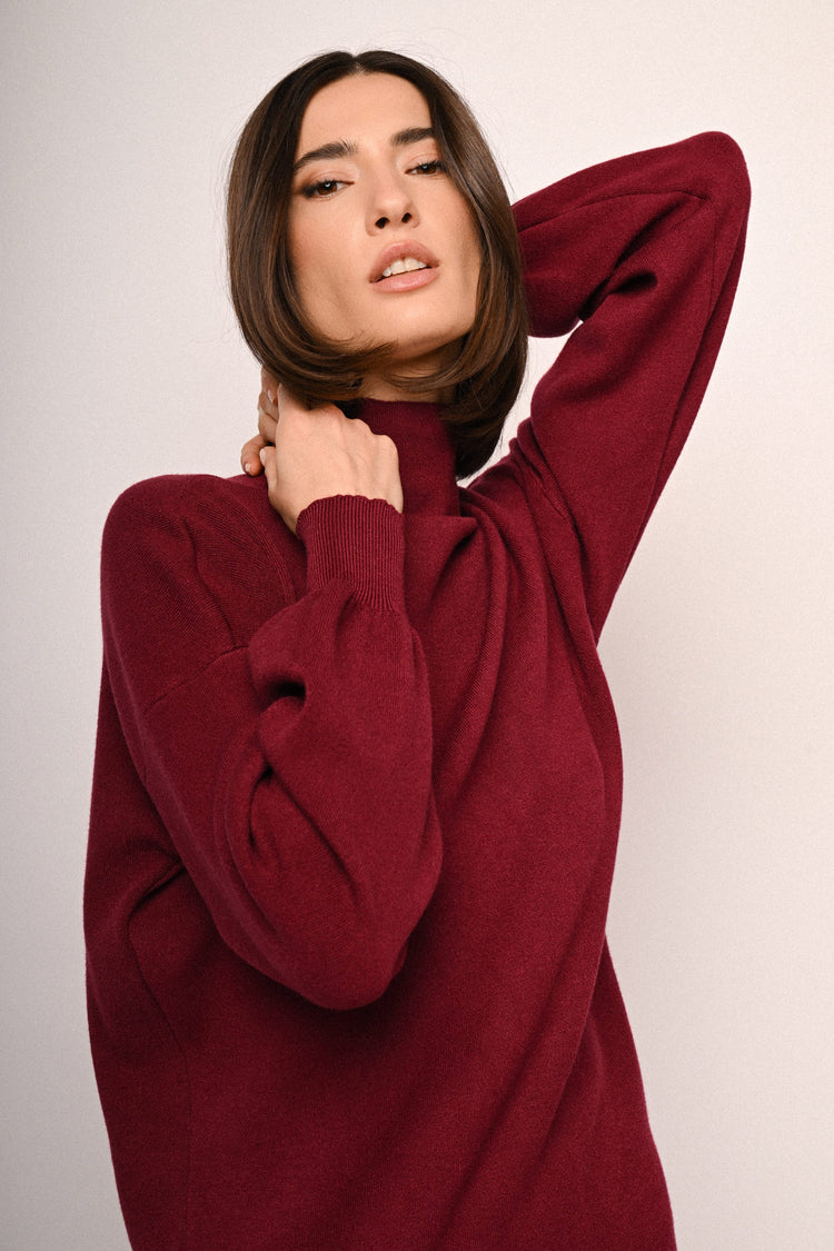 Long sleeved knit mini dress