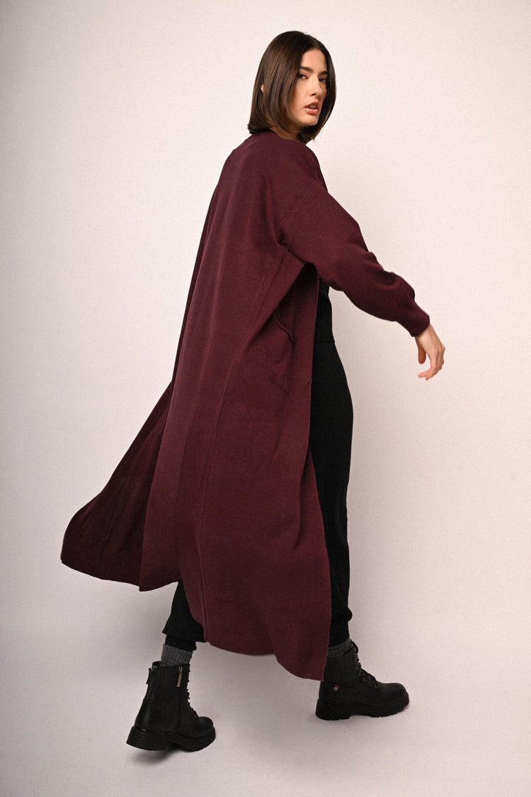 Pocket-detail long cardigan