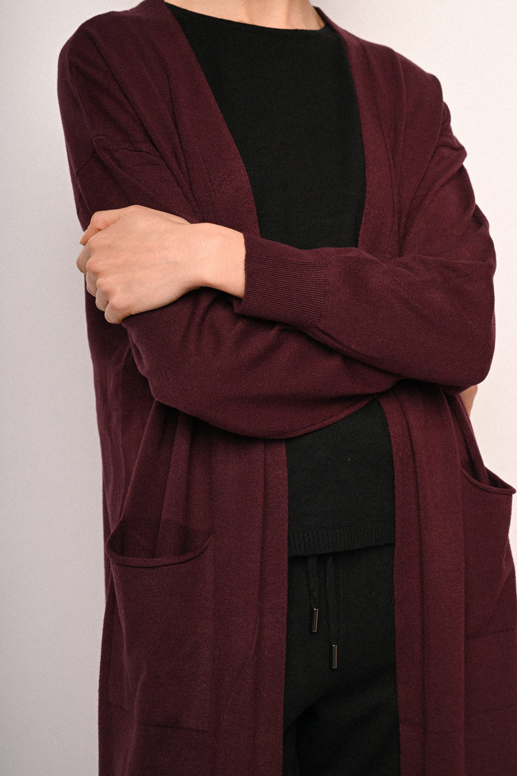 Pocket-detail long cardigan