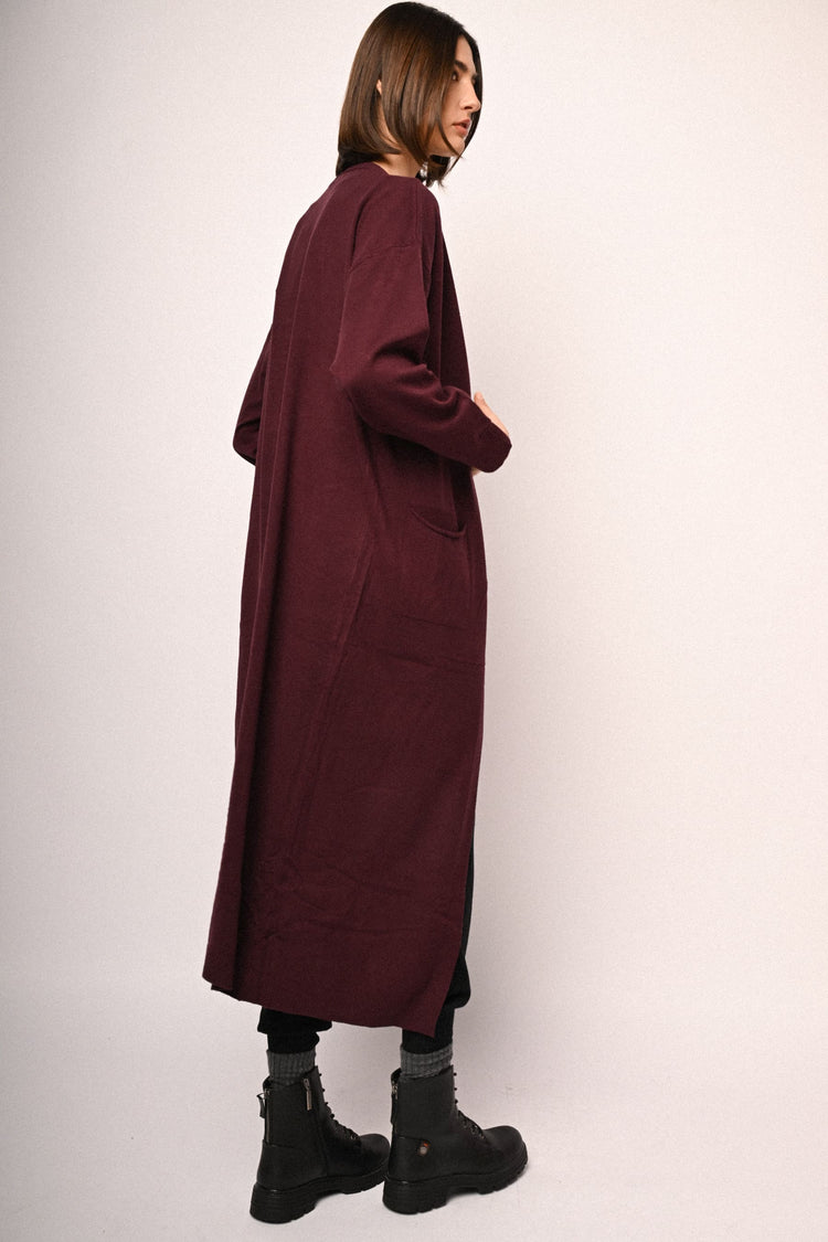 Pocket-detail long cardigan