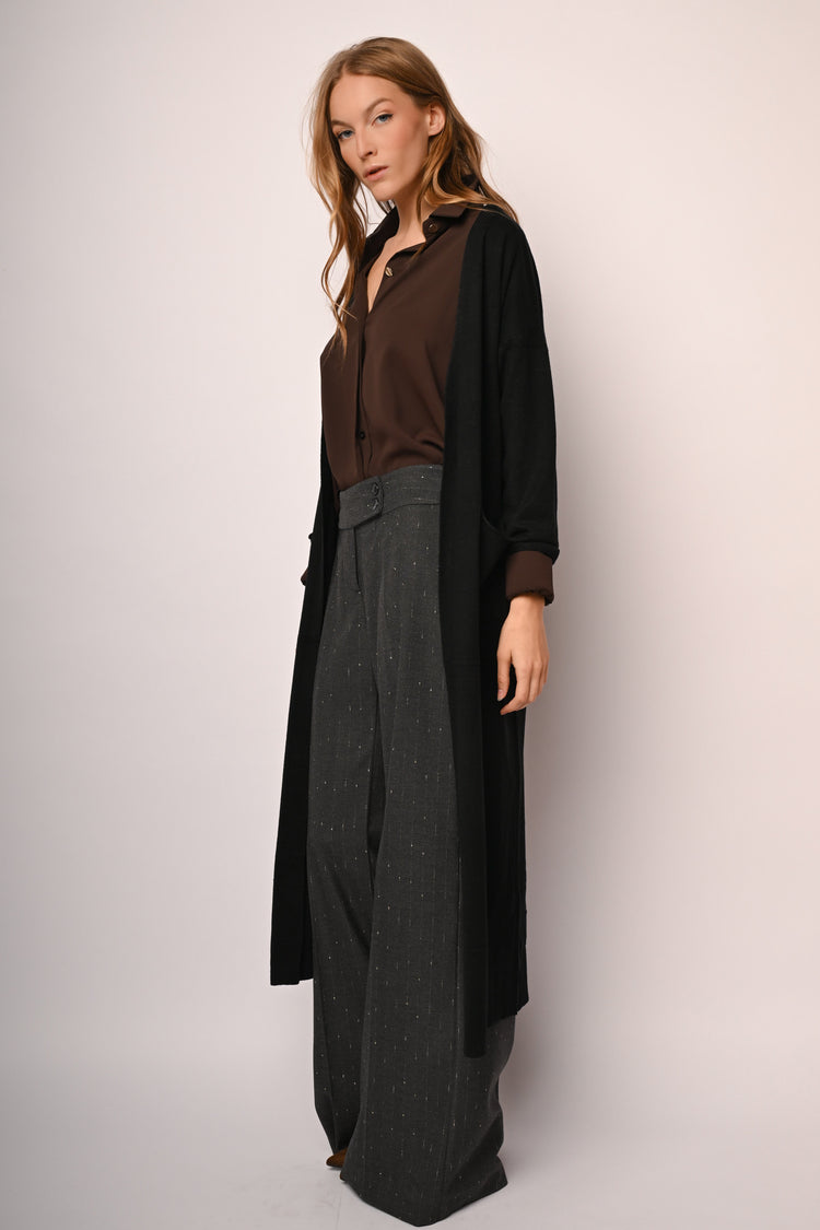 Pocket-detail long cardigan