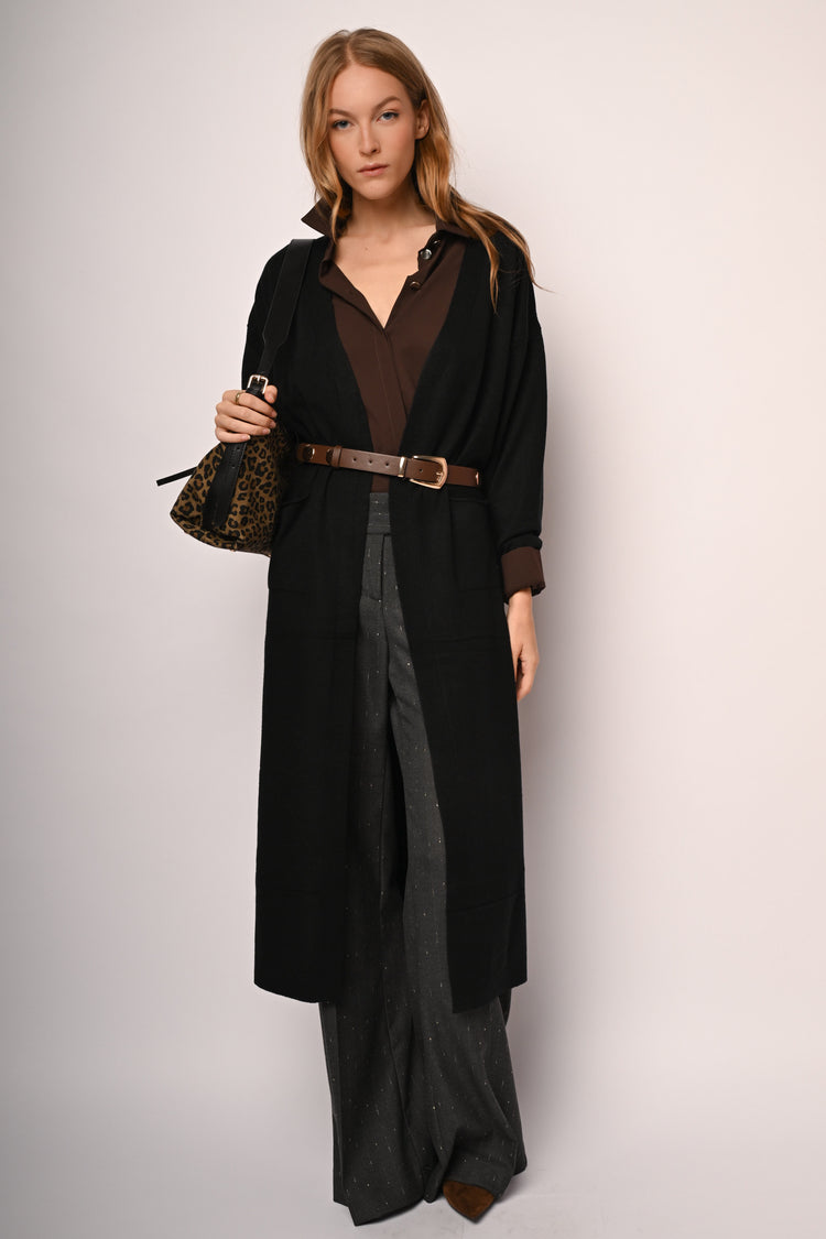 Pocket-detail long cardigan