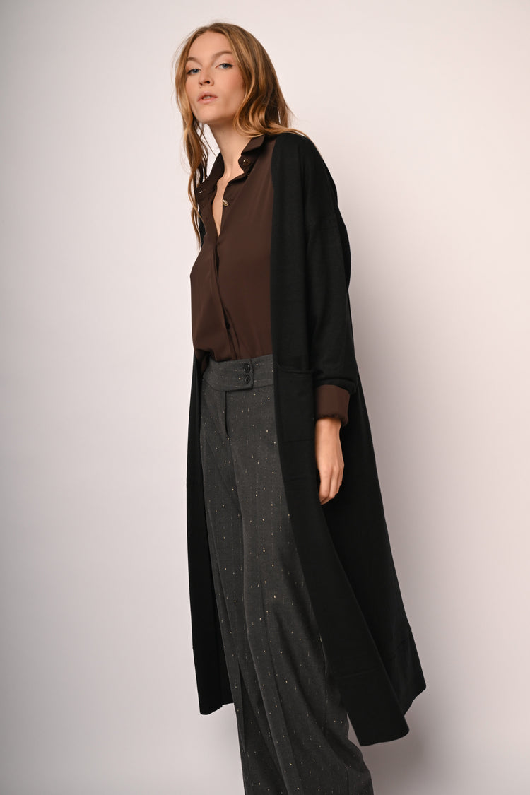 Pocket-detail long cardigan