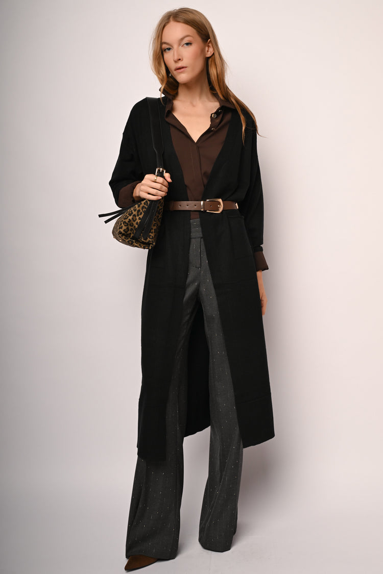 Pocket-detail long cardigan