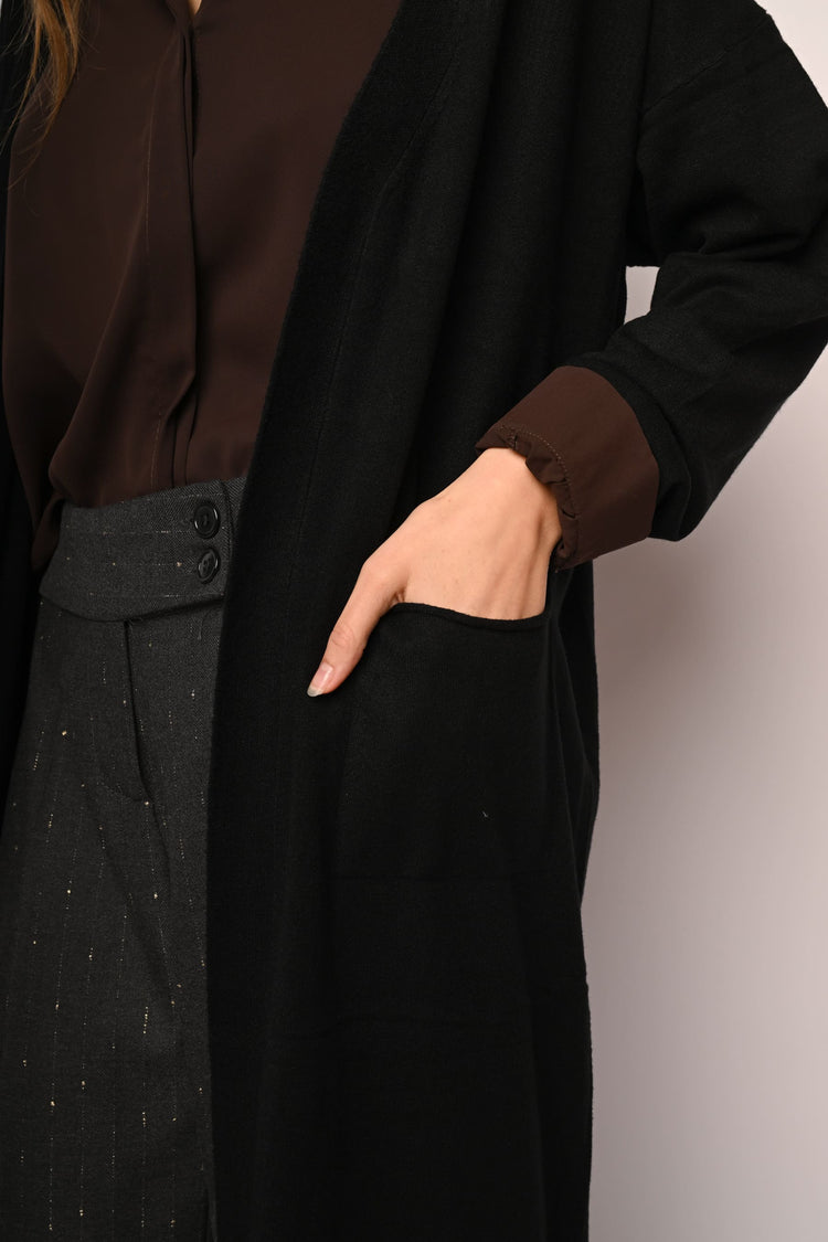 Pocket-detail long cardigan