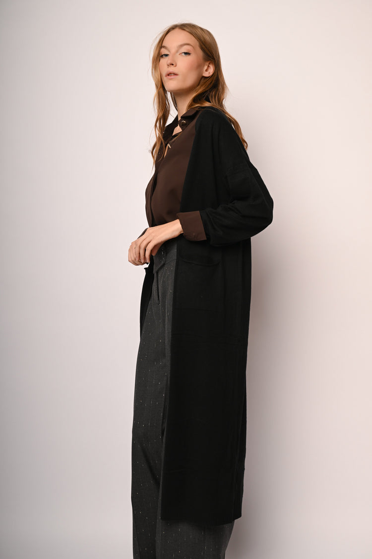 Pocket-detail long cardigan