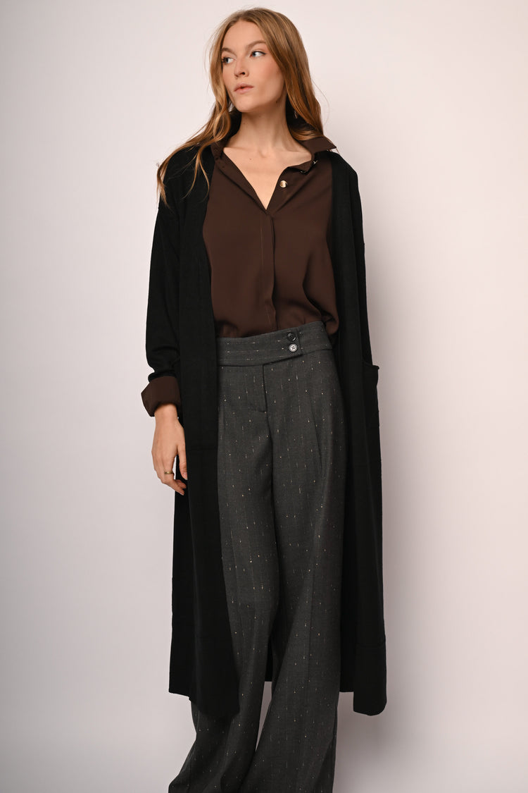 Pocket-detail long cardigan