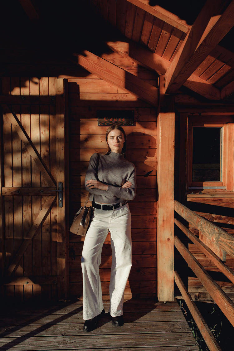 Raglan sleeved mock sweater