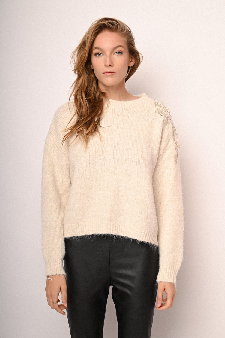 Rhinestone-embellished sweater
