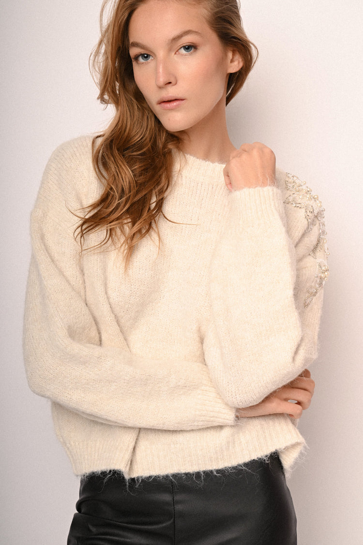 Rhinestone-embellished sweater
